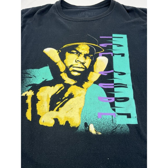 Vintage Ice Cube Rap‎ Graphic Tshirt Black Size Large Hip Hop 90's - Picture 2 of 6